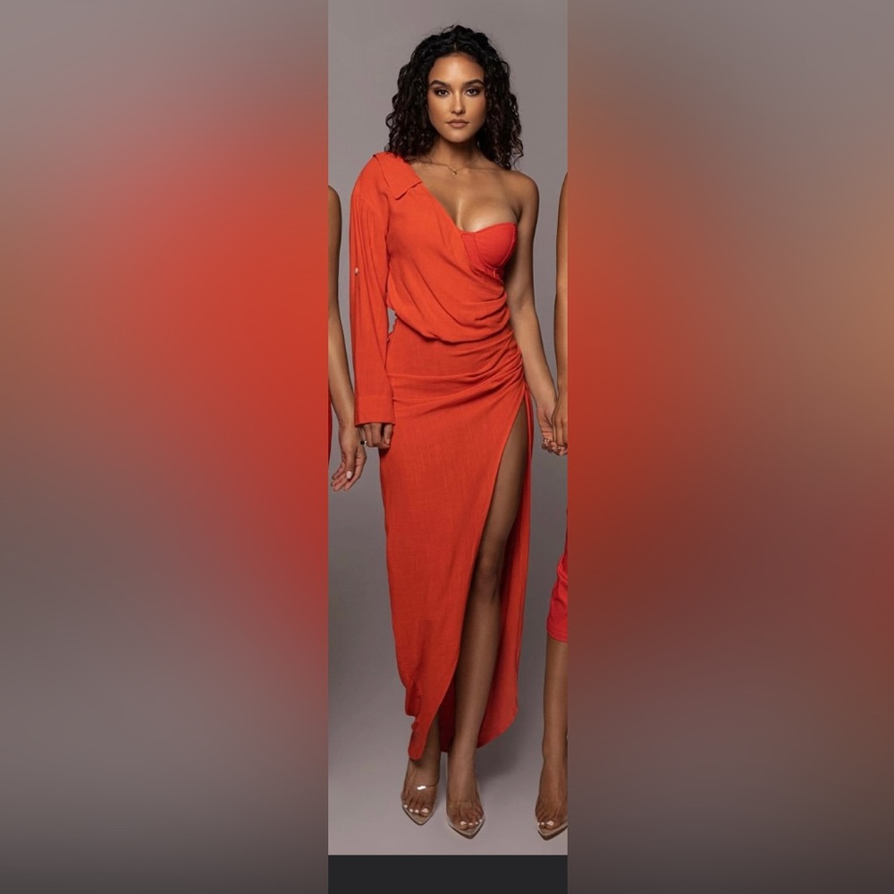 COPY - Evita Persimmon Linen Dress band new with tags